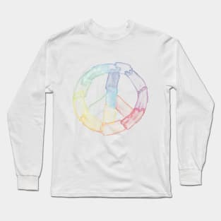 Watercolor Peace Sign Long Sleeve T-Shirt